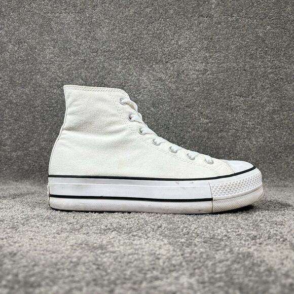 Converse Chuck Taylor All Star Hi Women’s Sz 8.5 White Lift Platform Shoes Used - Picture 1 of 12